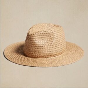 Banana Republic Braided Straw Panama Rancher Hat Tobacco Adjustable M/L NWOT